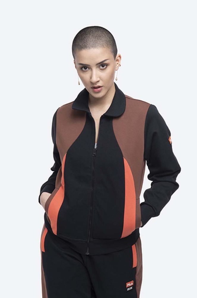 Кофта Wood Wood Evonn x Fila жіноча колір чорний візерунок 688378.B028-BLACK