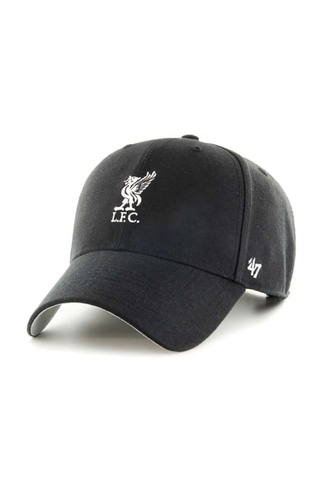 Бавовняна бейсболка 47brand EPL Liverpool FC колір чорний з аплікацією