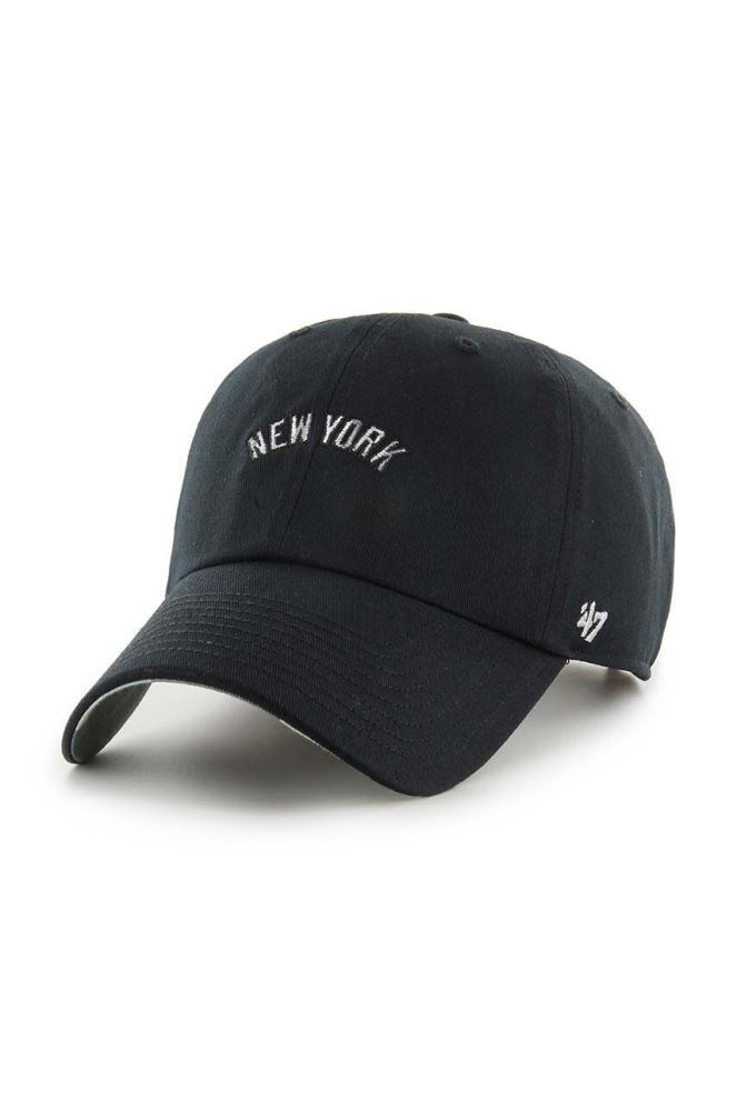 Бавовняна бейсболка 47brand MLB New York Yankees колір чорний з аплікацією (3278183)