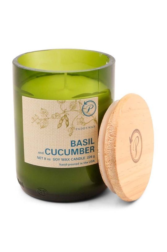 Paddywax Ароматична соєва свічка Basil & Cucumber 226g колір зелений