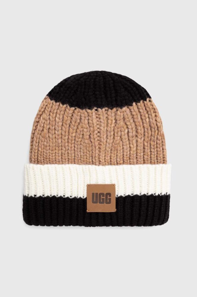 Шапка з домішкою вовни UGG з товстого трикотажу колір барвистий (3581608)