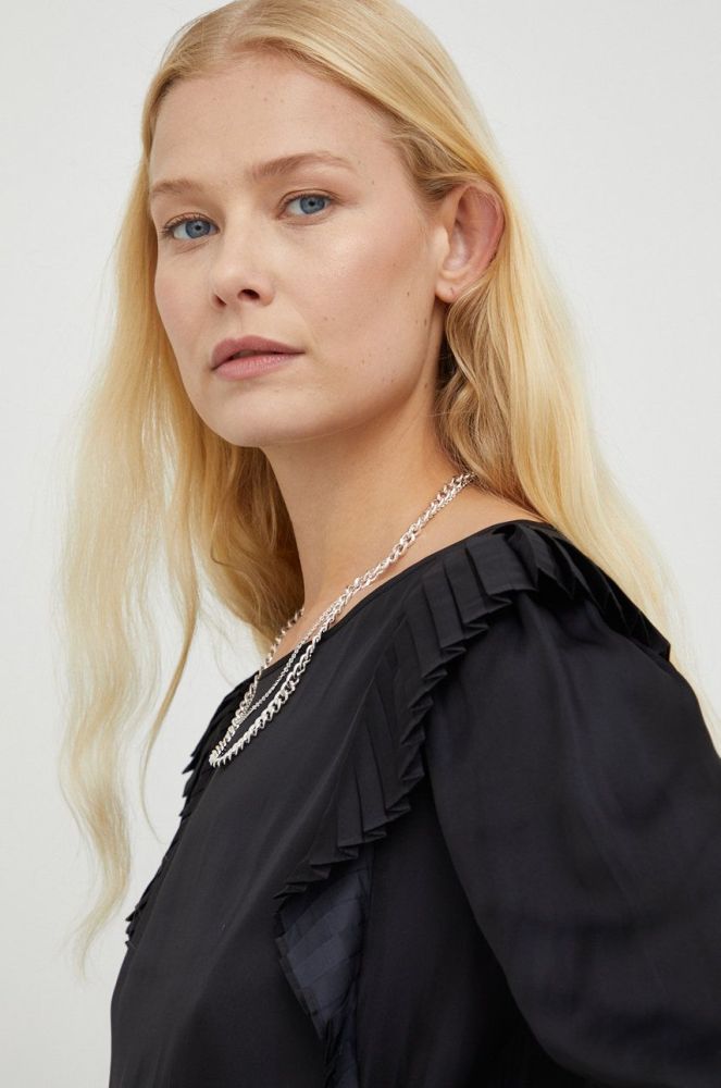 Блузка The Kooples жіноча колір чорний однотонна (2514912)