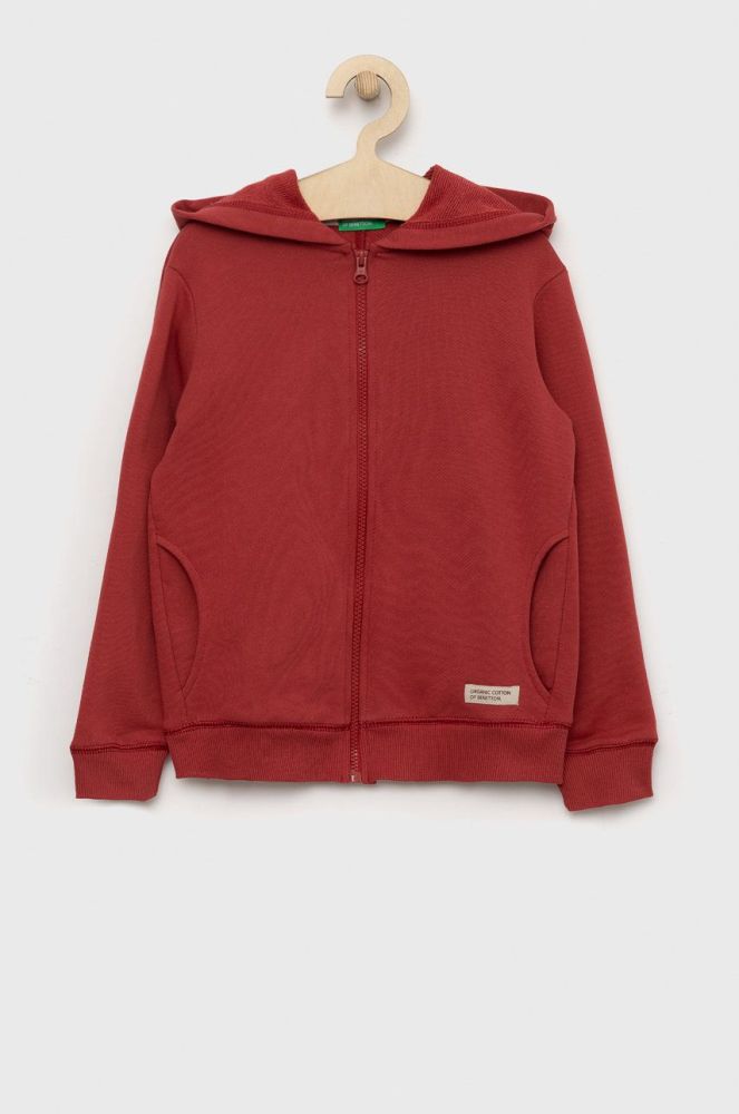 Дитяча бавовняна кофта United Colors of Benetton колір бордовий однотонна (2693832)