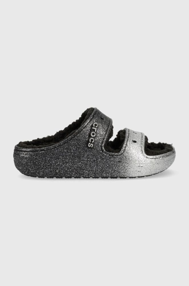 Тапочки Crocs Classic Cozzzy Glitter Sandal колір срібний 208124