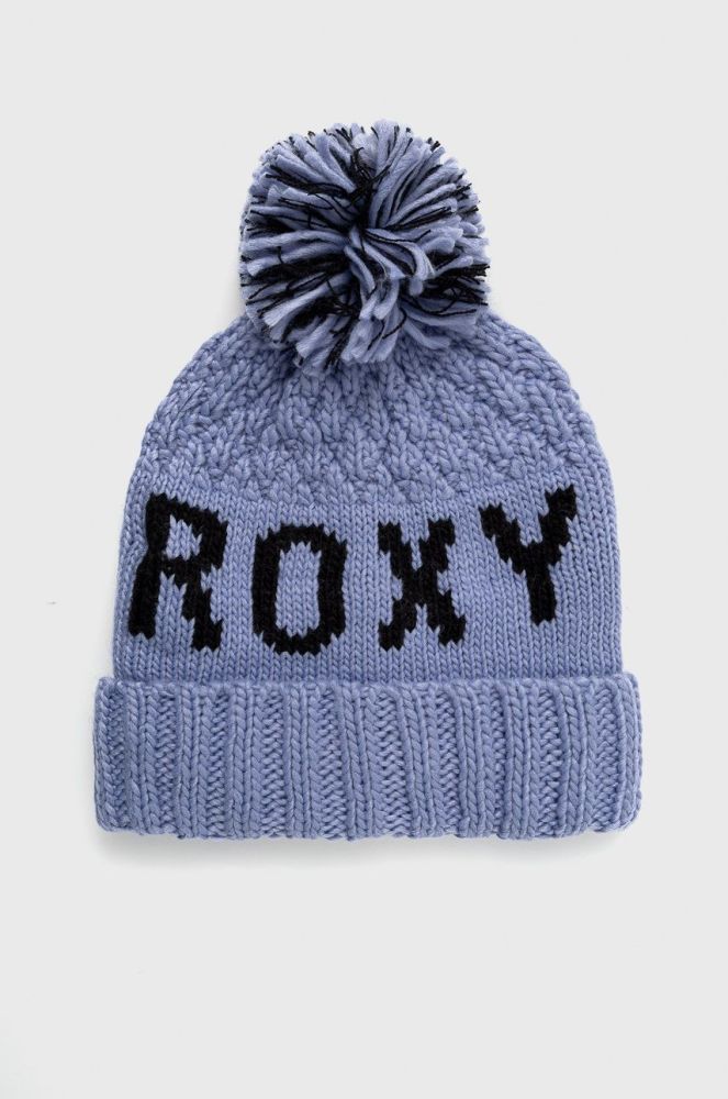 Шапка Roxy Tonic з товстого трикотажу колір блакитний
