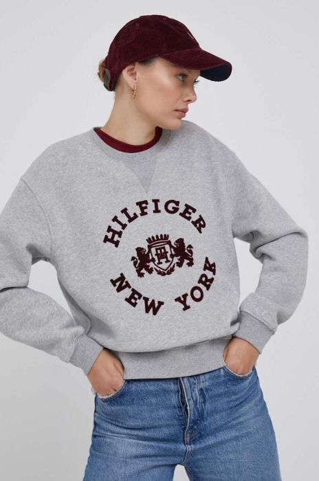 Кофта Tommy Hilfiger жіноча колір сірий з аплікацією (3496011)
