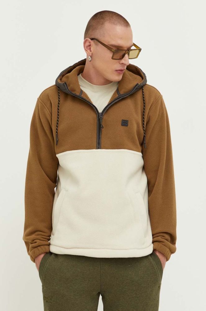 Кофта Billabong чоловіча колір коричневий з капюшоном візерунок