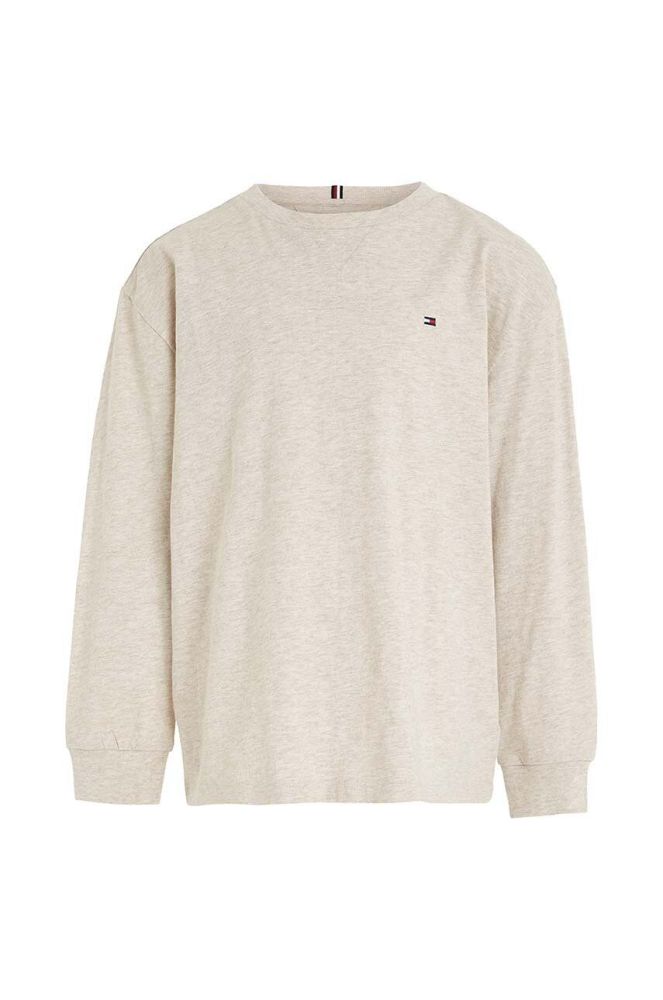 Дитячий бавовняний лонгслів Tommy Hilfiger колір бежевий однотонний (3506727)