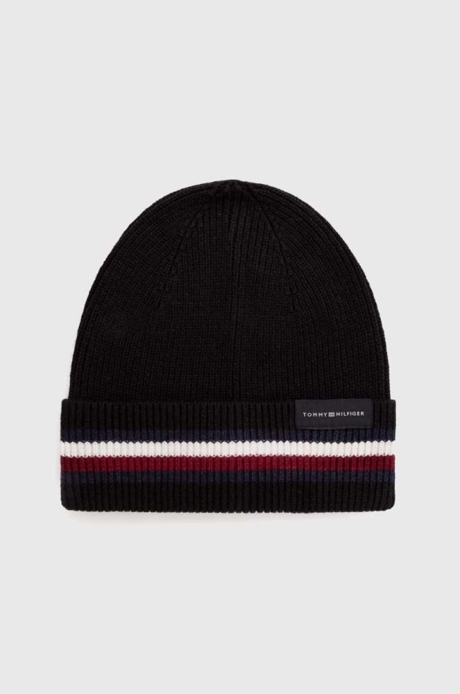 Шапка з домішкою вовни Tommy Hilfiger колір чорний (3441862)