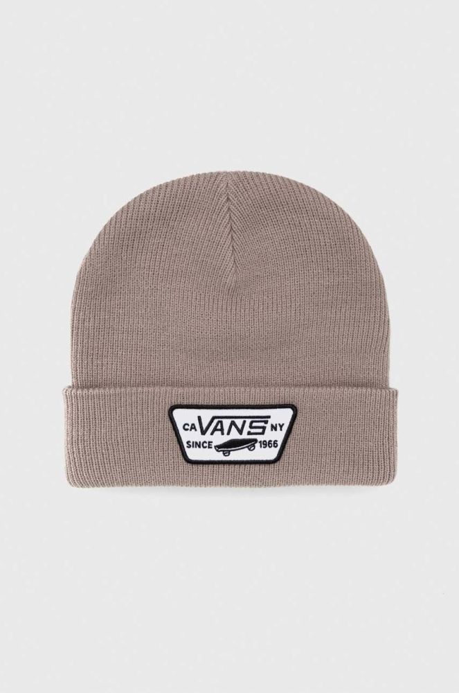 Шапка Vans колір бежевий з товстого трикотажу