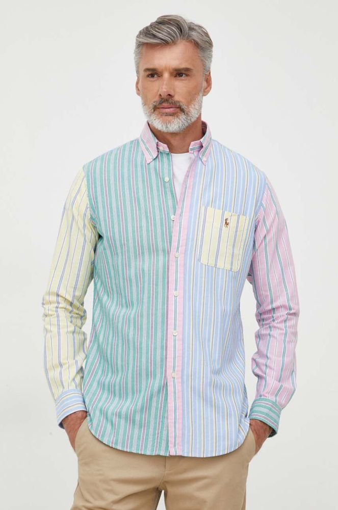 Бавовняна сорочка Polo Ralph Lauren чоловіча regular комір button-down колір барвистий (3617585)