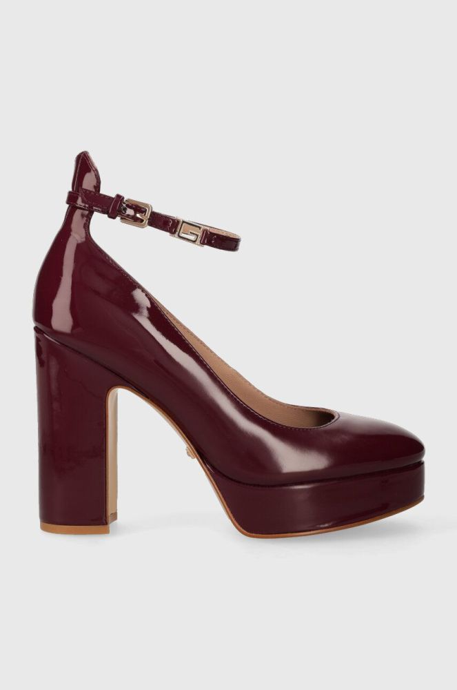 Туфлі Guess TEMIS колір бордовий каблук блок FL7TMS PAF08