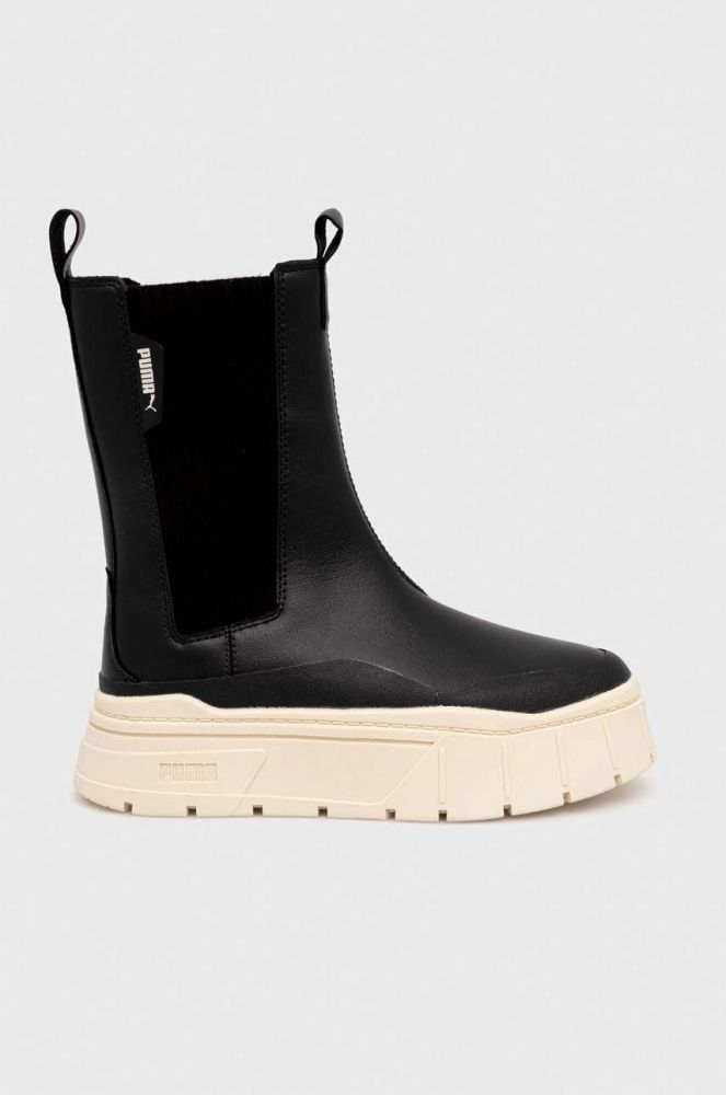 Черевики Puma Mayze Stack Chelsea Winter Wns жіночі колір чорний на платформі злегка утеплена