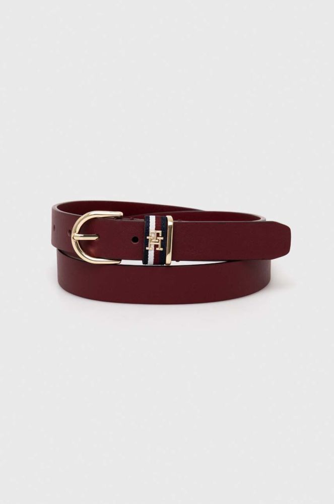 Шкіряний ремінь Tommy Hilfiger жіночий колір бордовий (3507586)