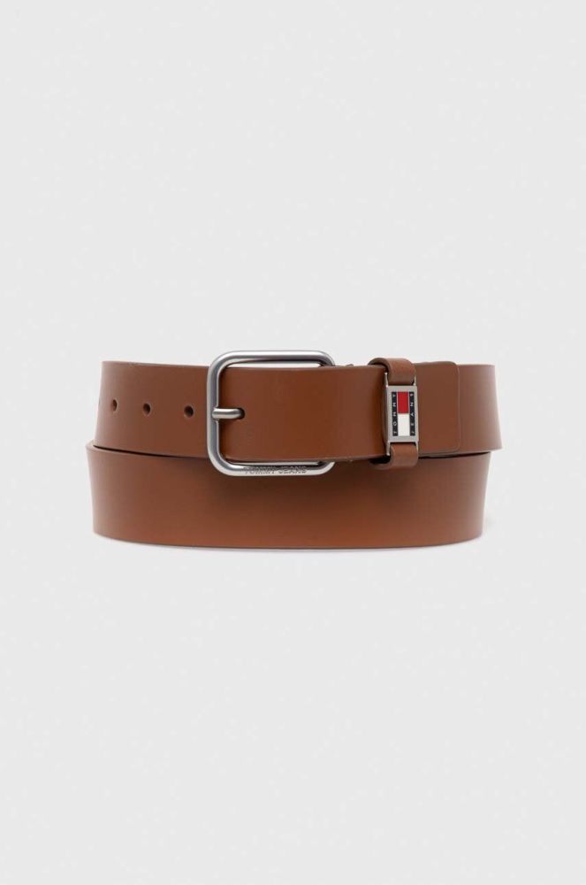 Шкіряний ремінь Tommy Jeans чоловічий колір коричневий (3250420)
