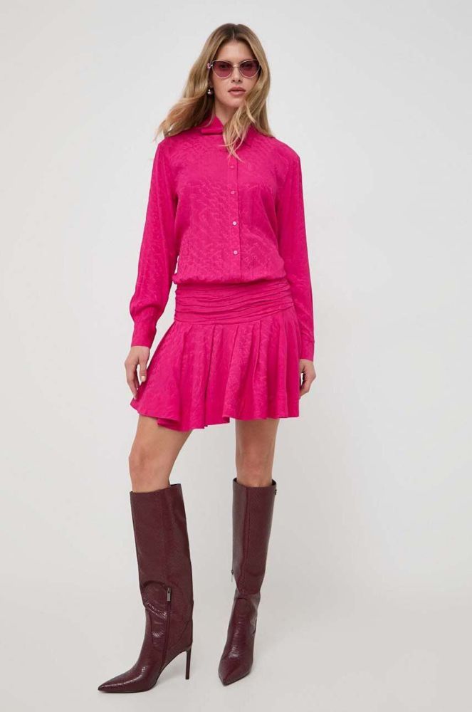 Сукня з домішкою шовку Pinko колір фіолетовий mini oversize