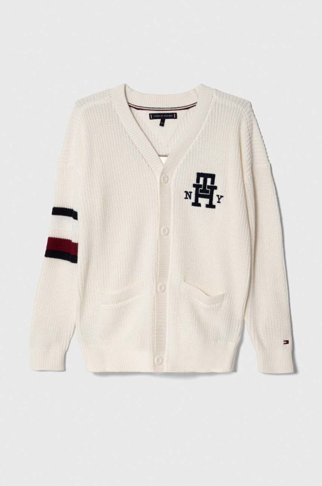 Дитячий бавовняний кардиган Tommy Hilfiger колір білий (3379813)