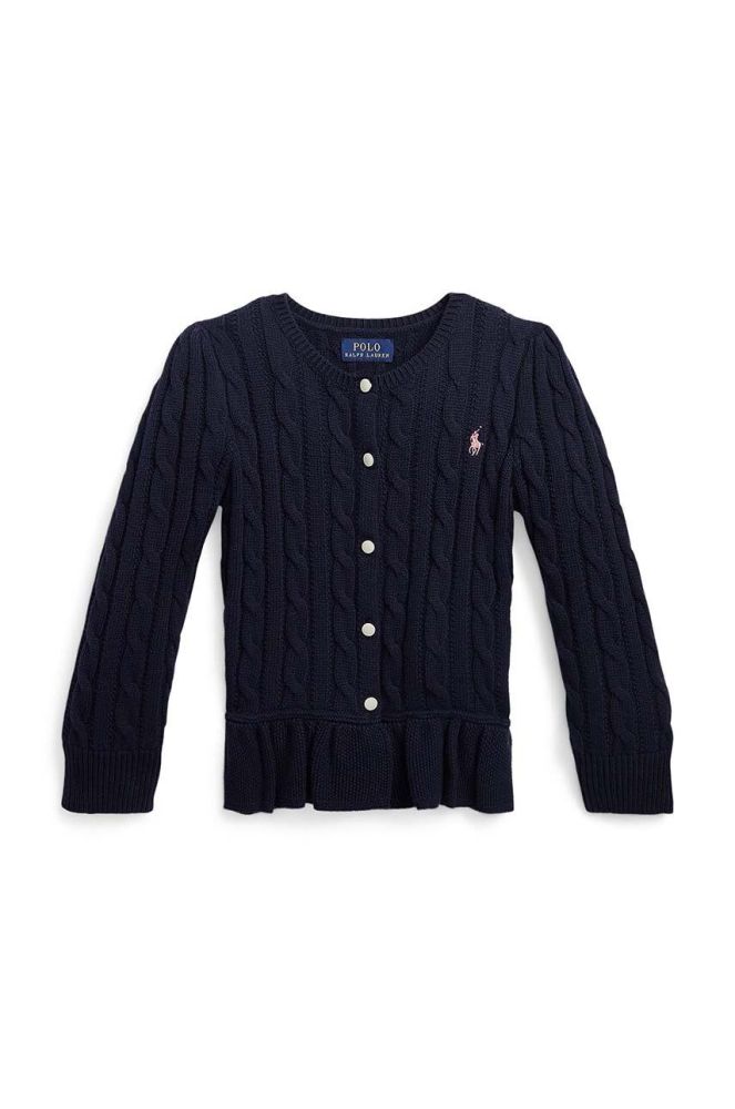 Дитячий бавовняний кардиган Polo Ralph Lauren колір чорний легкий