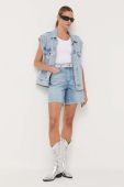 Джинсові шорти Miss Sixty жіночі з аплікацією висока посадка колір блакитний (3360549)