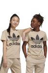 Бавовняна футболка adidas Originals TREFOIL колір бежевий з принтом