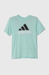Бавовняна футболка adidas колір бірюзовий з принтом