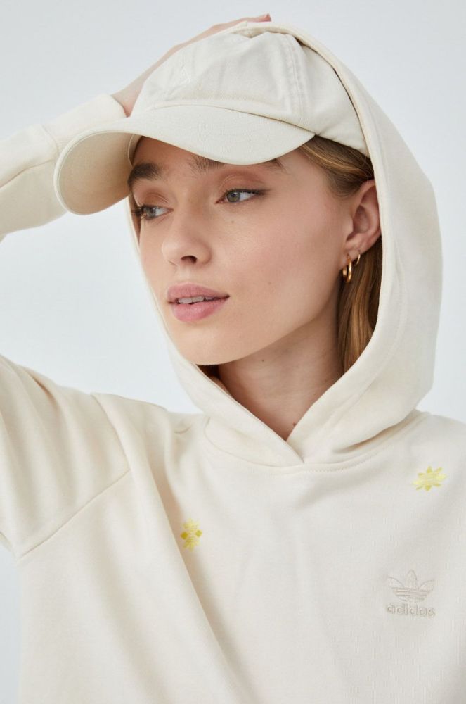 Бавовняна кофта adidas Originals HD2774 жіноча колір бежевий з аплікацією