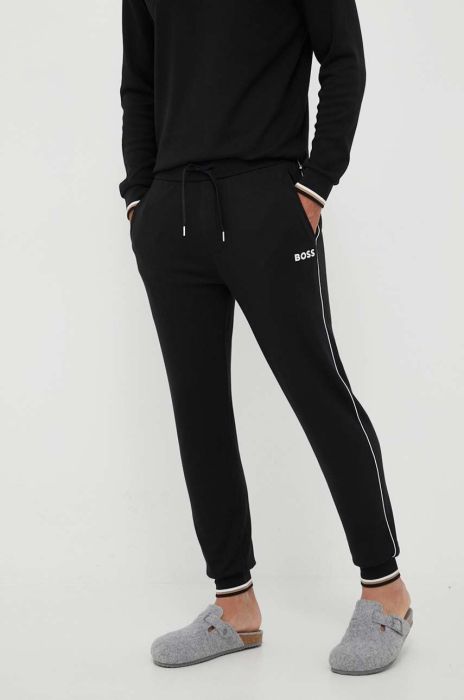 Штани лаунж BOSS колір бежевий з аплікацією