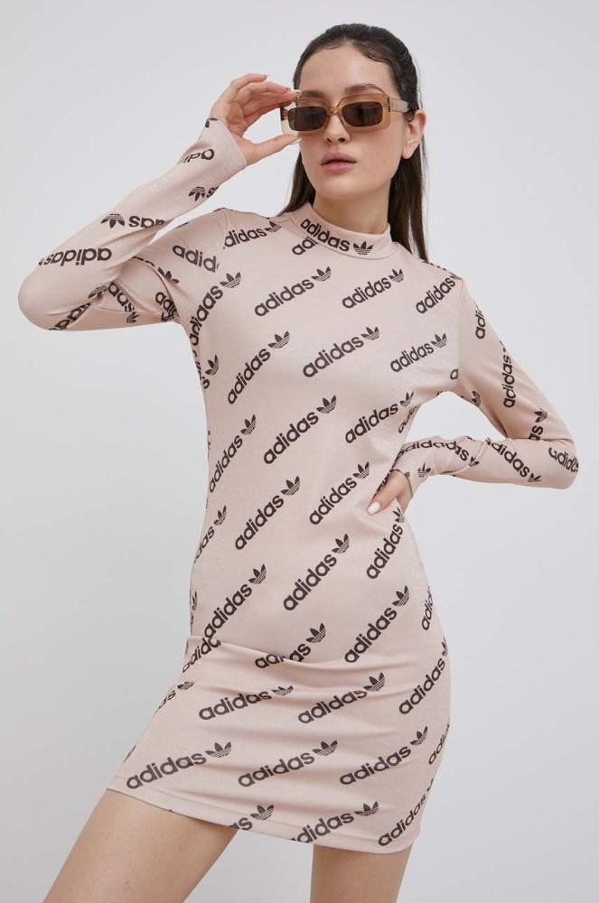 Сукня adidas Originals HM4891 колір бежевий mini облягаюча