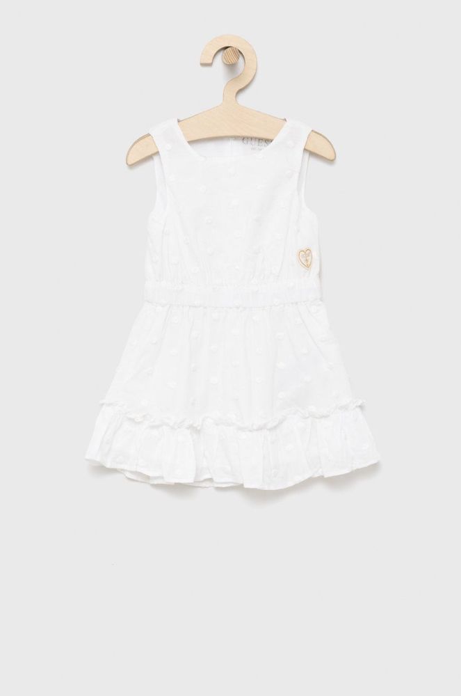 Дитяча бавовняна сукня Guess колір білий mini розкльошена (2065702)