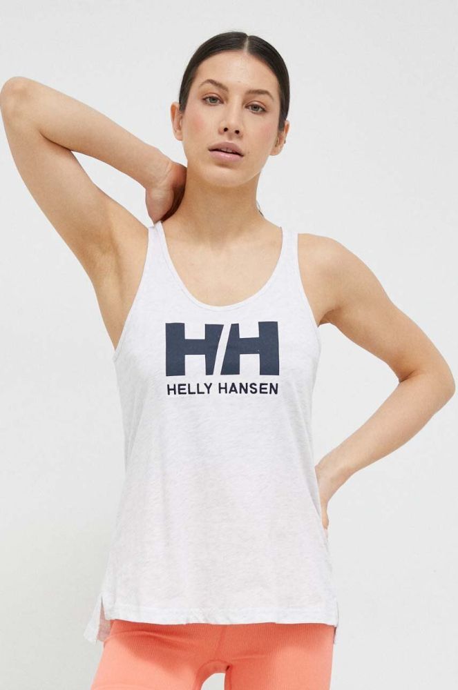 Бавовняний топ Helly Hansen колір білий 33838-002