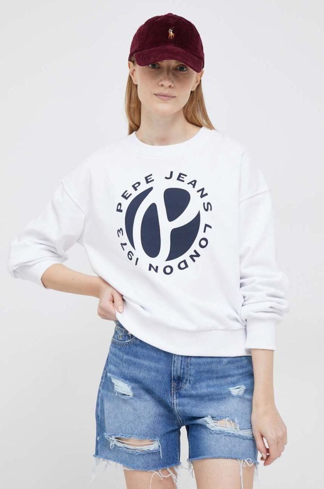 Бавовняна кофта Pepe Jeans Wyllile жіноча колір білий з принтом