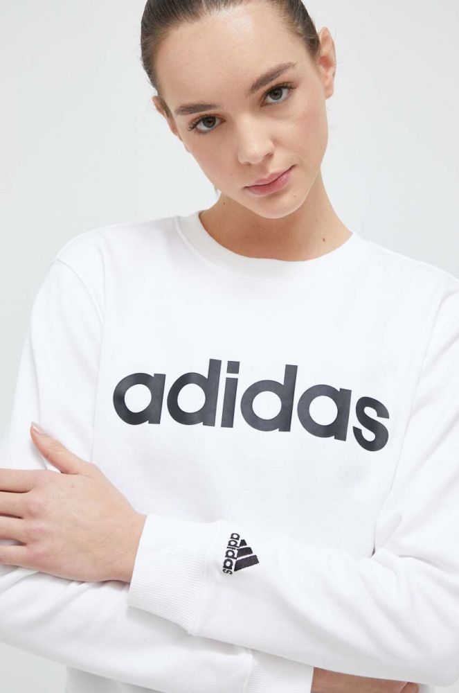 Бавовняна кофта adidas жіноча колір білий з принтом