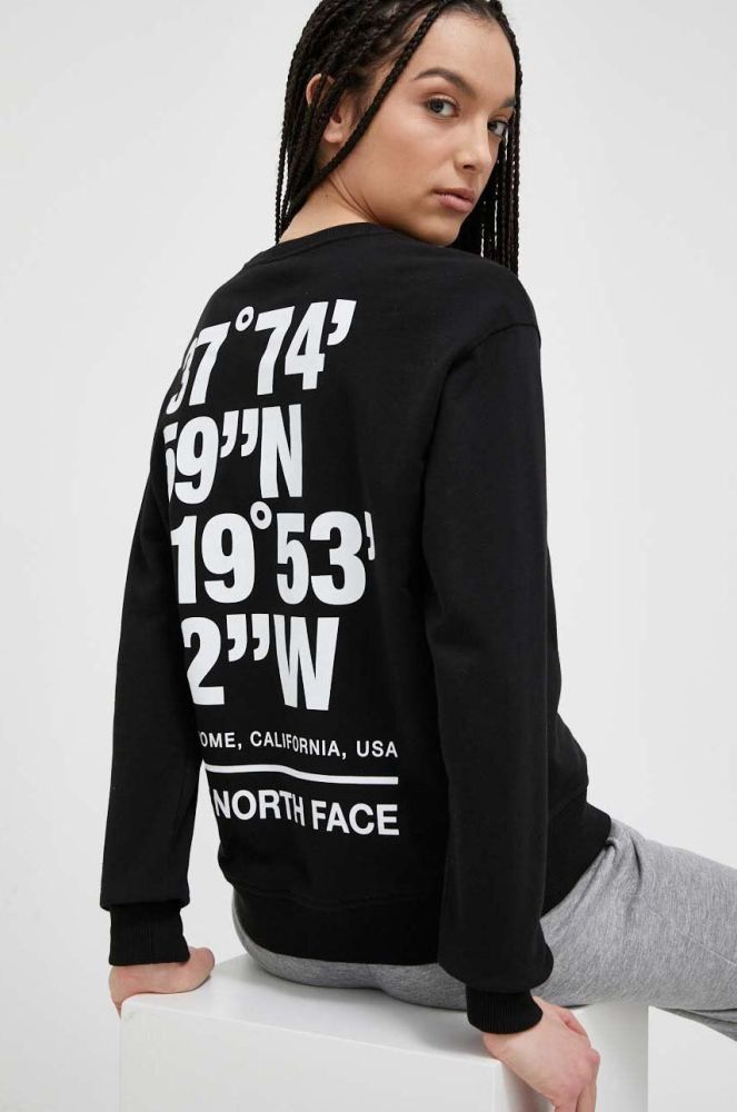 Бавовняна кофта The North Face жіноча колір чорний з принтом