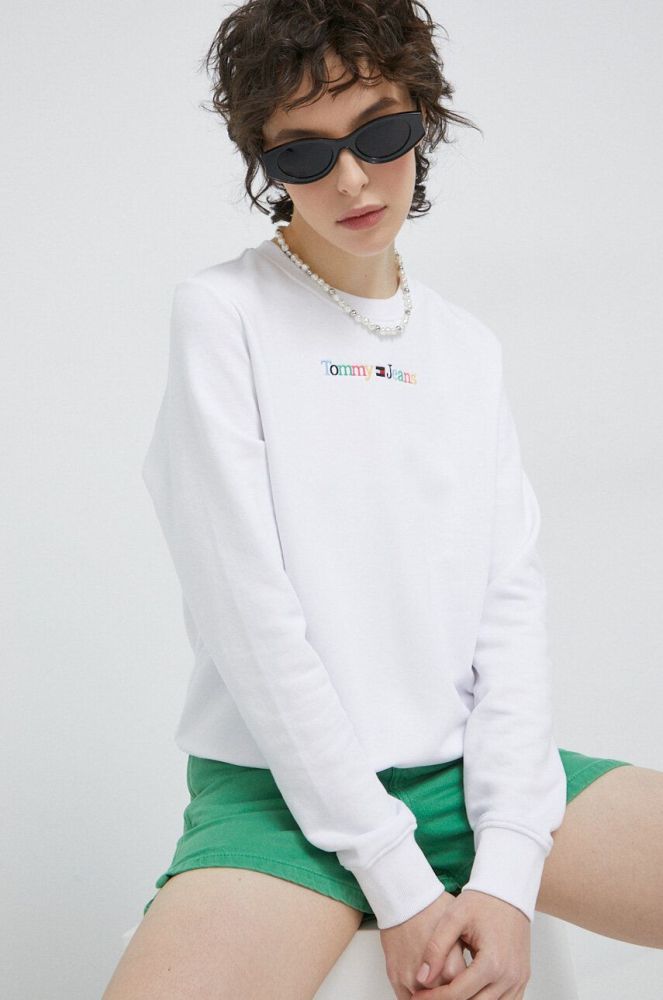 Кофта Tommy Jeans жіноча колір білий з аплікацією (3081420)