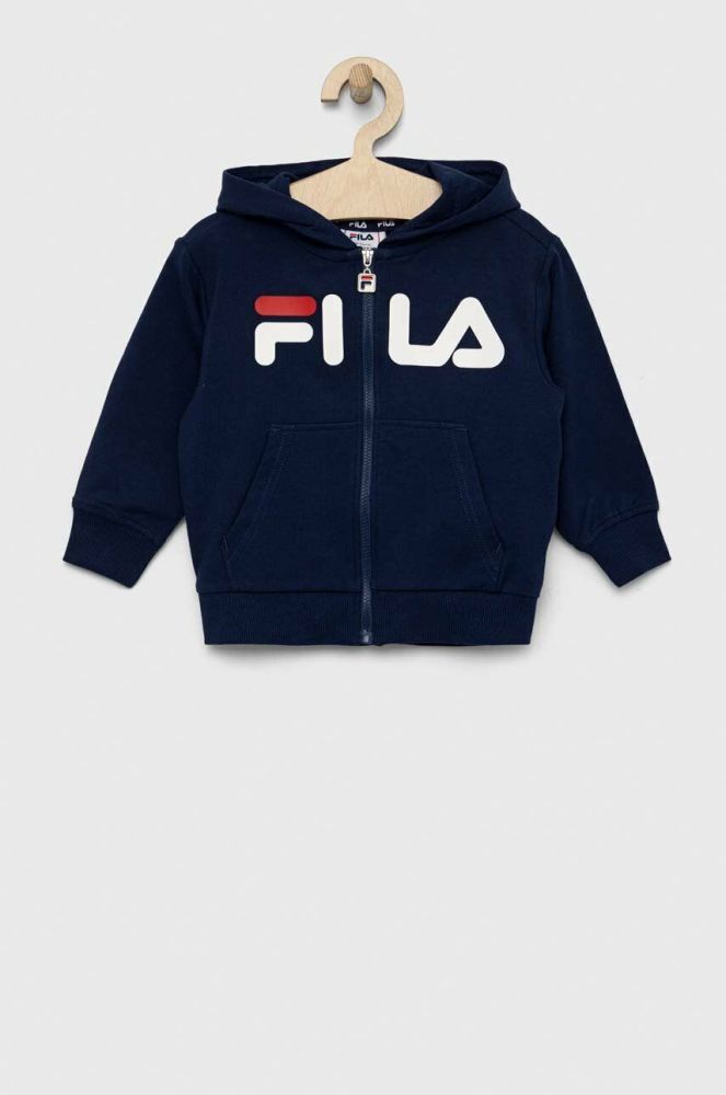 Дитяча кофта Fila колір синій з капюшоном з принтом (3022147)