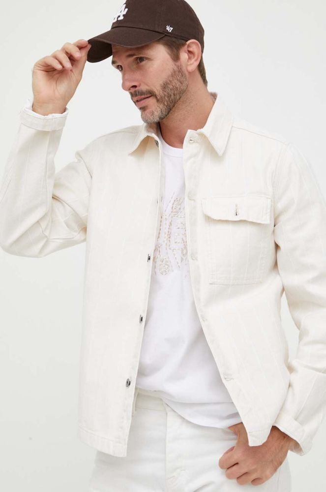 Джинсова сорочка Pepe Jeans Blake чоловіча колір бежевий regular класичний комір
