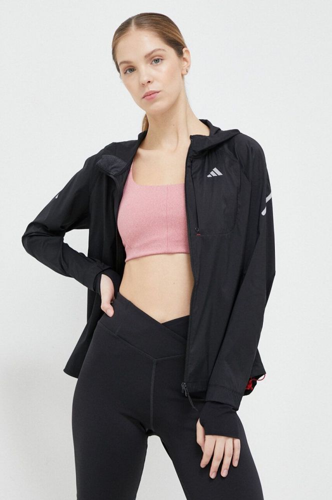 Бігова куртка adidas Performance Fast колір чорний перехідна (2998673)