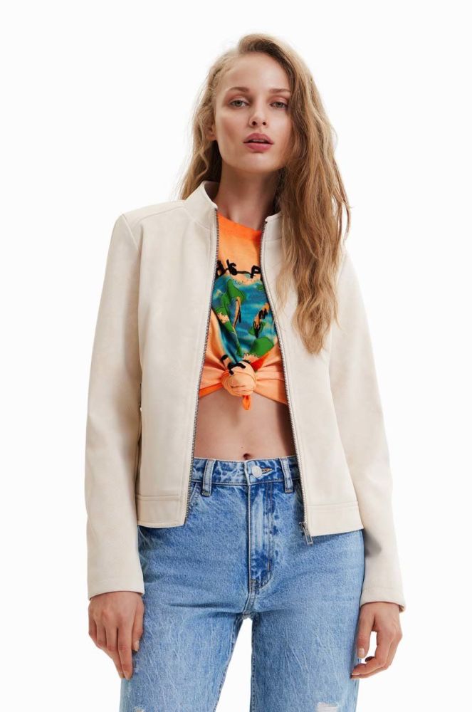 Куртка Desigual жіноча колір білий перехідна (2939891)