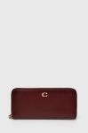 Шкіряний гаманець Coach жіночий колір бордовий (3306903)