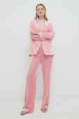 Штани з шовком Custommade Pamela жіночі колір рожевий широке висока посадка