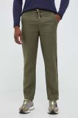Льняні штани United Colors of Benetton колір зелений фасон chinos