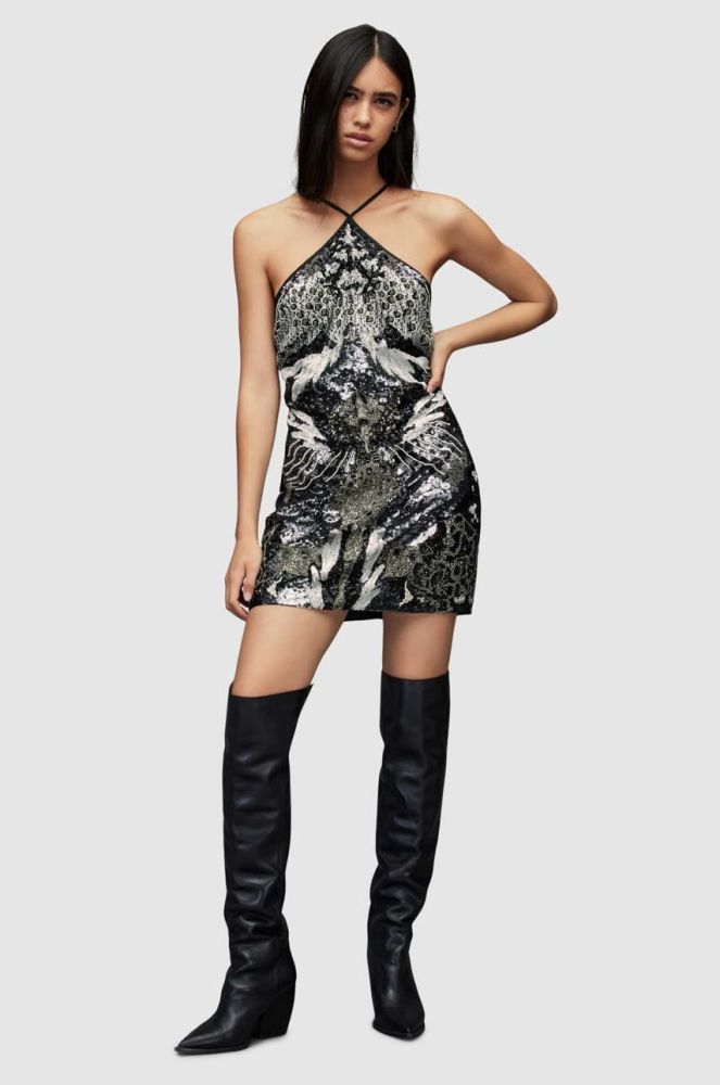 Сукня AllSaints mini облягаюча колір барвистий (2885632)