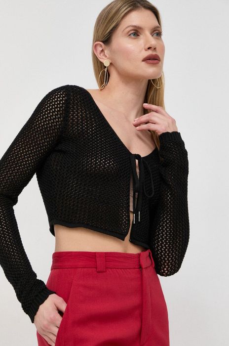 Бавовняний кардиган Guess колір чорний легкий