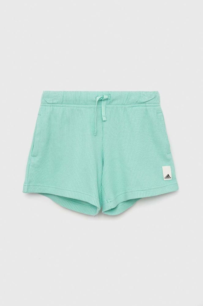 Дитячі шорти adidas G L KN SHO колір бірюзовий однотонні регульована талія