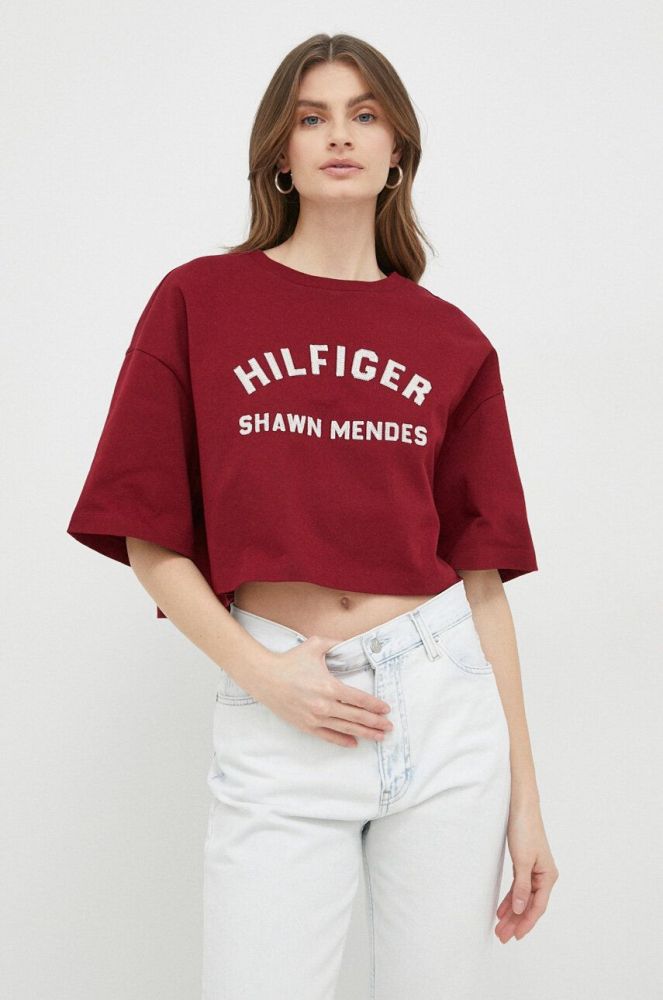 Бавовняна футболка Tommy Hilfiger колір бордовий (3005072)