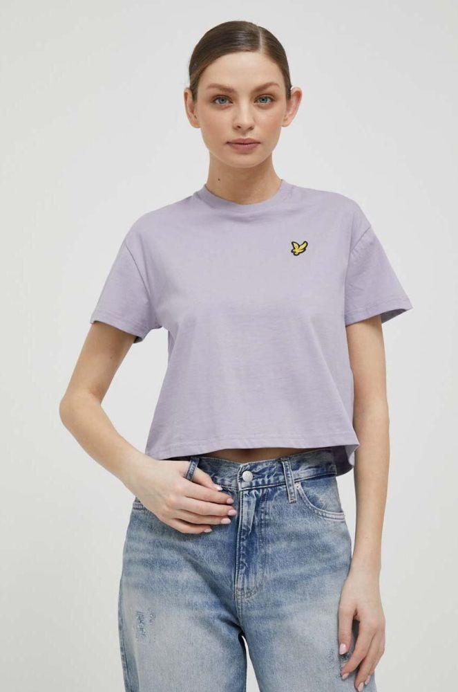 Бавовняна футболка Lyle & Scott колір фіолетовий