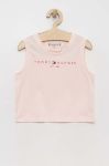 Дитячий бавовняний топ Tommy Hilfiger колір рожевий