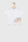 Дитяча бавовняна футболка United Colors of Benetton колір білий візерунок (3091678)