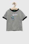 Дитяча бавовняна футболка United Colors of Benetton колір сірий візерунок (3220397)