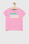 Дитяча бавовняна футболка United Colors of Benetton колір рожевий з принтом (3054297)